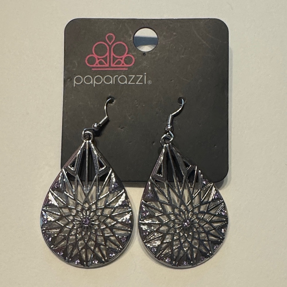 Paparazzi Silver Geometric Teardrop Earrings